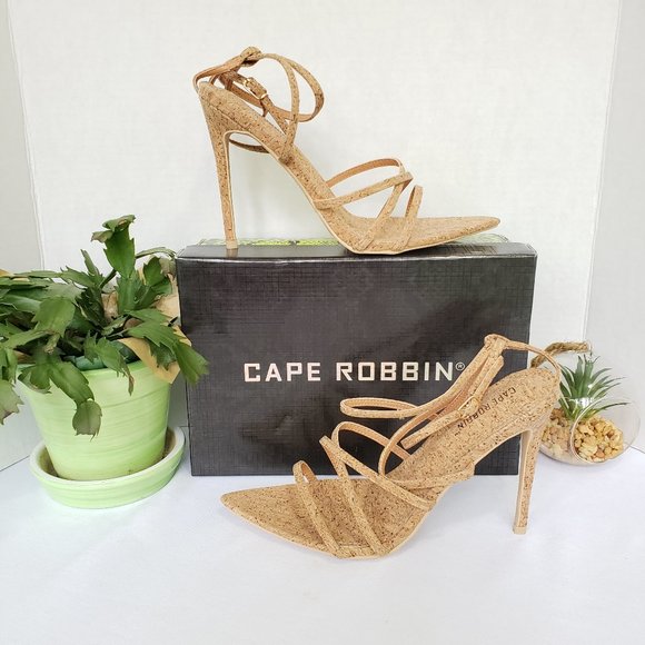 CAPE ROBBIN Ada Stiletto Heels Strappy Sandals Cork Size 6 New - Picture 3 of 11